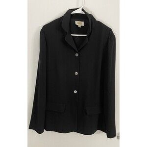 Talbots Jacket Womens 14 Black Blazer Preppy Mature Normcore Careerwear